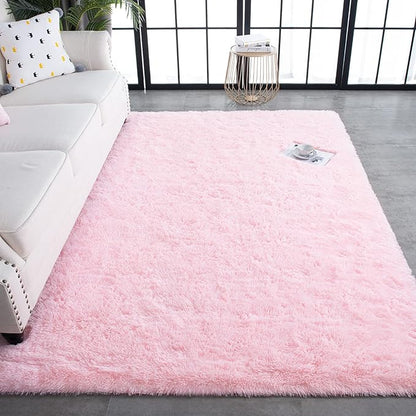 TWINNIS Super Soft Shaggy Rugs Fluffy Carpets, 5x8 Feet, Indoor Modern Plush Area Rugs for Living Room Bedroom Kids Room Nursery Home Decor, Upgrade Anti-Skid Rectangular Fuzzy Rug, Pink