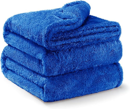 Exclusivo Mezcla Plush Fuzzy Fleece Bed Blanket King Size, Super Soft, Fluffy and Warm Blankets for Couch, Bed, All Season (Cobalt Blue, 90x104 inches)