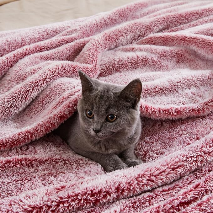 Exclusivo Mezcla Plush Fuzzy Fleece Throw Blanket Extra Large, Super Soft, Fluffy and Warm Blankets for Couch, Bed, All Season (Mixed Deep Red, 50x70 inches)