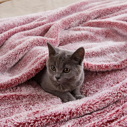 Exclusivo Mezcla Plush Fuzzy Fleece Throw Blanket Extra Large, Super Soft, Fluffy and Warm Blankets for Couch, Bed, All Season (Mixed Deep Red, 50x70 inches)