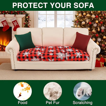 Smiry Printed Couch Cushion Covers, Stretch Soft Couch Covers for Sofa, Washable Non-Slip Sofa Slipcover Furniture Protector for Indoor and Outdoor (3 Pack, Burgundy)