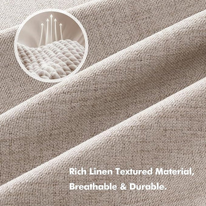 MIULEE 100% Blackout Linen Curtains for Bedroom, Khaki Solid Luxury Decor Thermal Insulation Room Darkening Drapes for Living Room Nursery Back Tab Rod Pocket 42 x 63 Inches, 2 Panels