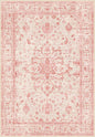 RELEANY Area Rugs 4'x6' Washable Non-Slip, Floral Vintage Distress Print Pattern Medallion Carpet for Living Room Bedroom Dining Room, Pink Light Vintage Pink