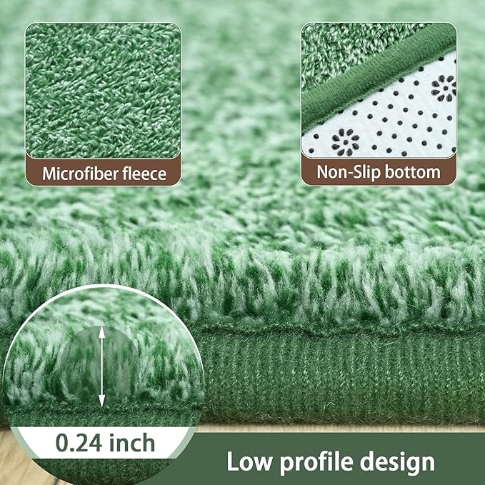 AROGAN Washable 6×9 Living Room Rug, Modern Area Rugs with Soft Memory Foam for Bedroom, Minimalist Non-Slip Indoor Floor Carpet for Dining Room Office Kids Playroom Decor, Matte Green