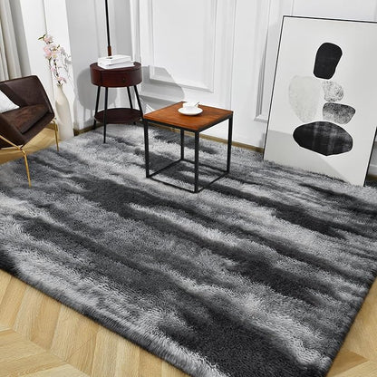 TWINNIS Super Soft Shaggy Rugs Fluffy Carpets, 5x8 Feet, Indoor Modern Plush Area Rugs for Living Room Bedroom Kids Room Nursery Home Decor, Upgrade Anti-Skid Rectangular Fuzzy Rug, Charcoal Grey