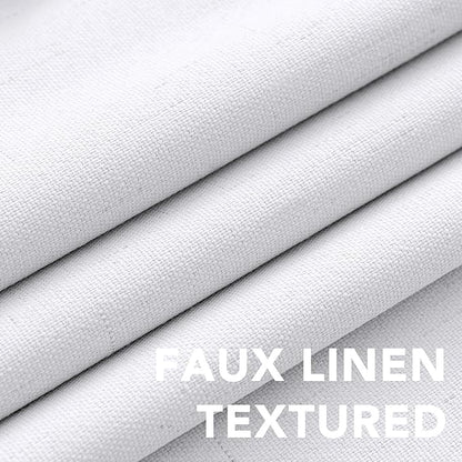 H.VERSAILTEX Linen Blackout Curtains 72 Inches Long 100% Blackout Thermal Insulated Textured Linen Look Curtain Draperies Anti-Rust Grommet, Energy Saving with White Liner, 2 Panels, Bright White