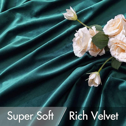 MIULEE Velvet Curtains 96 inches 2 Panels - Luxury Blackout Curtains for Bedroom Living Room Thermal Insulated Home Decor Super Soft Christmas Window Drapes Rod Pocket & Back Tab, Emerald Green