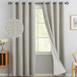 Yakamok Oatmeal Linen Curtains 100% Blackout 96 Inches Long,Room Darkening Textured Curtains for Living Room Thermal Grommet Bedroom Curtains 2 Panels with White Liner