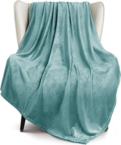 Exclusivo Mezcla Fleece Celadon Throw Blanket for Couch, Sofa, Super Soft and Warm Blankets, All Season, Cozy, Plush, Lightweight, 50x60 Inches