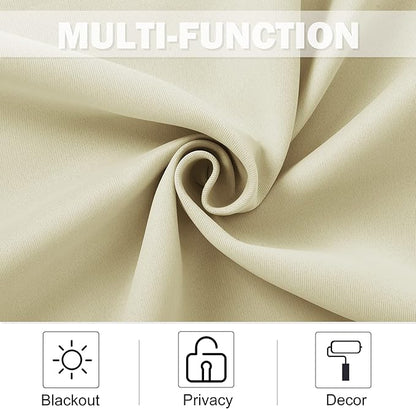 NICETOWN Classroom Window Cover, Blackout Curtains for RV Camper Windows, Thermal Insulating Short Curtains & Drapes for Bathroom Basement Kitchen Door, W42 x L36 inch, Beige, 2 Panels