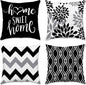 Hexagram Geometric Black Pillow Covers 18x18 Set of 4, Decorative Outdoor Boho Modern Throw Pillow Covers, Home Sweet Home Farmhouse Cushion Case for Couch Sofa Bedroom Indoor Decor(No Insert)