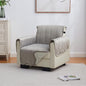 Great Bay Home Velvet Chair Cover - Washable Slipcover Furniture Protector with Elastic Straps - Furniture Cover for Dogs, Kids, and Pets - Stitched Detail (Wild Dove Grey)