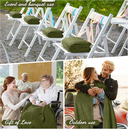Buryeah 24 Pcs Flannel Throw Blanket Bulk 50 x 60 in Sleepover Blanket Outdoor Wedding Throw Lightweight, Oeko-tex Standard 100 Certified for Sofa Homeless Gifts (Army Green)