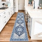 Yamaziot Washable Runner Rug, 2x10 Non-Slip Boho Vintage Hallway Rug Runner with Rubber Backing, Stain Resistant & Low Pile Faux Wool Distressed Carpet Runner for Kitchen, Laundry, Entrance, Blue