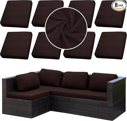 Outdoor Cushion Covers Set,8PCS Patio Furniture Couch Seat Slipcovers, Replacement for Sofa Sectional Chair(Cover，Only)