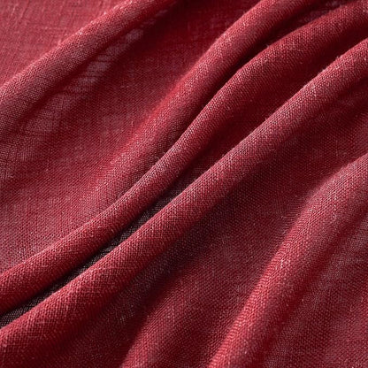 MIULEE Burgundy Red Kitchen Curtains 30 Inch Length 2 Panels, Soft Thick Linen Textured Semi Sheer Light Filtering Short Cafe Tier Curtains for Small Half Window Back Tab Rod Pocket Christmas Decor