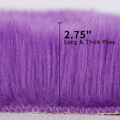 duduta Purple Faux Sheepskin Fur Rug 3x5 ft, Fluffy Shag Bedroom Dorm Nursery Playroom Carpet Rug Non Slip Washable
