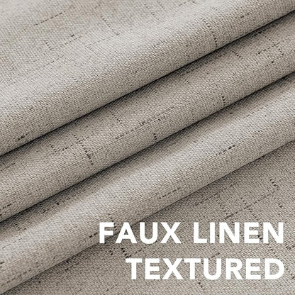 H.VERSAILTEX Linen Curtains 100% Blackout Curtains for Bedroom 102 inch Long Full Light Blocking Nature Linen Blended Window Curtains for Living Room Nickel Grommet (2 Panels, Stone)