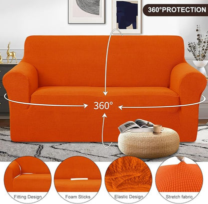 U-NICE HOME Loveseat Cover Stretch Couch Cover Sofa Cover Sofa Slipcover Furniture Protector for 2 Cushion Couch Sofa Pet Friendly(Loveseat, Orange)