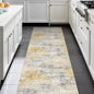 2x6 Washable Kitchen Runner Rug: Modern Abstract Runners for Hallway Soft Non Slip Rugs with Rubber Backing Low Pile Thin Floor Carpet for Entryway Bedroom Bathroom Bedside Indoor(Grey/Yellow,2x6)