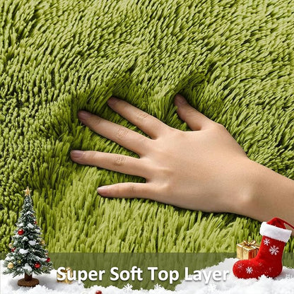 Ophanie Green Grass Area Rugs for Bedroom, 3x5 Shag Fluffy Carpet, Fuzzy Furry Plush Soft Cute Kids Baby Girls Shaggy Bedside Floor Rug for Teen Dorm Nursery Home Decor Aesthetic