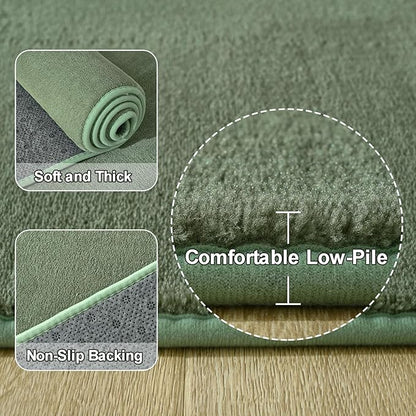 Amearea 5x5 Square Area Rugs for Bedroom Living Room, Sage Green Thickened Memory Foam Rug, Fluffy Indoor Washable Rugs Non Slip Minimalist Carpet for Kids Boys Girls Dorm Nursery Room Decor