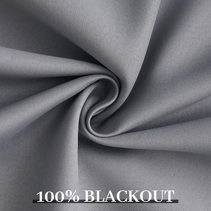 Yakamok Grey Room Darkening 100% Blackout Curtains Grommet Window Treatments with 2 Thick Layers-Gray Thermal Insulated Drapes Set of 2 Panels for Bedroom Living Room 38 Inches by 84 Inches Length