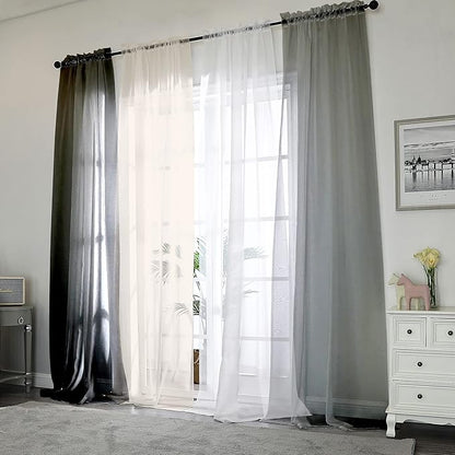 Chyhomenyc White Sheer Curtains 108 Inch Length 2 Panels Set, Extra Long Light Filtering Solid Voile Window Drapes for Living Room Party Ceremony, 42Wx108L, 9FT Length, Set of 2, White
