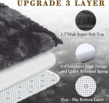 Rugs for Living Room 5x8, Alfombras para Salas Shag Large Plush Soft Area Rug, Shaggy Carpets for Bedroom, Kids Boys Girls Home Decor Aesthetic (Dark Grey Tie-Dyed, 5 x 8 Feet)