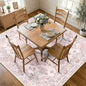 RELEANY Area Rugs Square 7ft Washable Non-Slip, Floral Vintage Distress Print Pattern Medallion Carpet for Living Room Bedroom Dining Room, Pink Greypink Cute