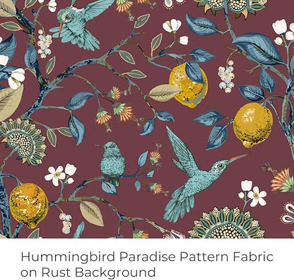Topfinel Rust Boho Floral Curtains 90 Inches Long 2 Panels Unique Luxury Elegant Colorful Euro Flower Hummingbird Patterned Rustic Vintage Grommet Drapes for Classroom Room Office Closet
