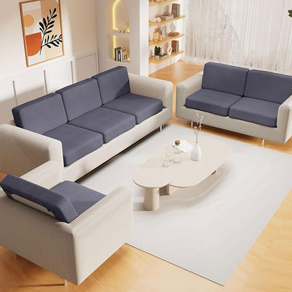 hyha Waterproof Couch Cushion Covers, Washable Sofa Cushion Slipcovers, Thick Stretch Jacquard Fabric, Couch Sofa Covers for Pets with Elastic Bottom (3 Pieces, Middle Grey)