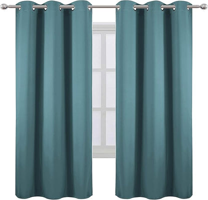 LEMOMO Sea Teal Thermal Blackout Curtains/42 x 72 Inch/Set of 2 Panels Room Darkening Curtains for Bedroom
