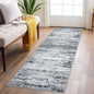 Lansny Modern Abstract Runner Rug 2x6, Black Grey White Washable Kitchen Runner Non-Slip Soft Hallway Rug Runner Thin Print Faux Wool Carpet for Entryway Bedroom Laundry Room Indoor Home Decor