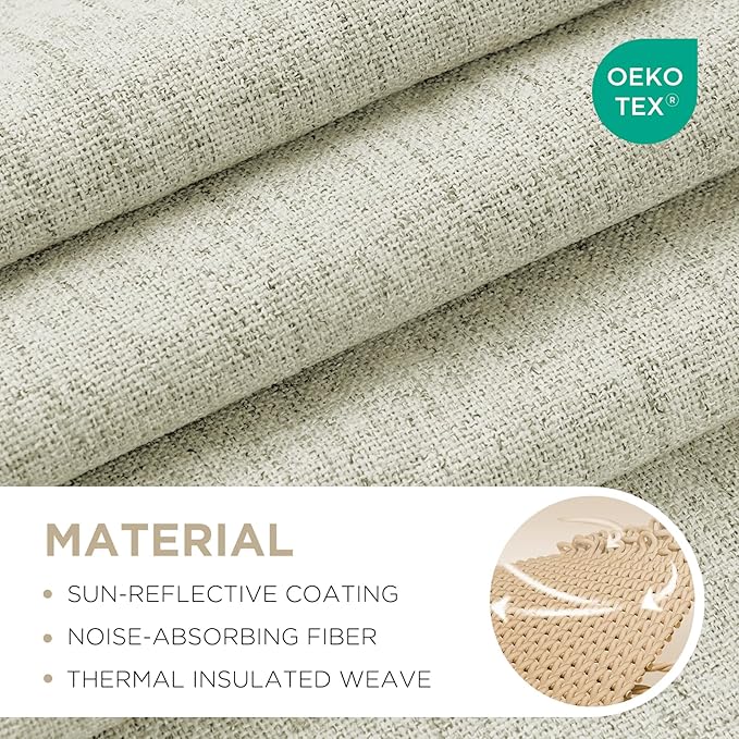 Joydeco Blackout Curtains for Bedroom - 100% Light Blocking 2 Panels Light Beige Drapes 42"W x 90"L, Thermal Insulated Room Darkening Curtains, Linen Textured for Living Room, Rod Pocket & Back Tabs