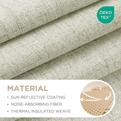 Joydeco Linen Blackout Curtains for Bedroom - 100% Light Blocking 1 Panels, Light Beige Drapes 100" W x 90" L, Thermal Insulated Room Darkening Curtains for Living Room, Rod Pocket & Back Tabs
