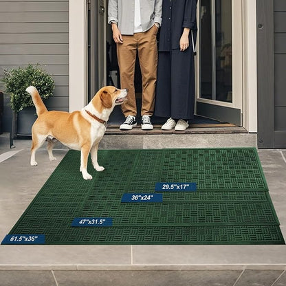 Mibao Front Door Mat Indoor Outdoor Entrance, Dirt Trapping Welcome Mats, Non-Slip Doormats, Low Profile Front Entryway, 36" x 24", Green