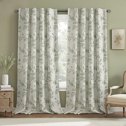 Floral Blackout Curtains Sage Green Printed Curtains Floral Blackout Curtains Farmhouse Boho Cottagecore Spring Curtains for Bedroom Modern Living Room