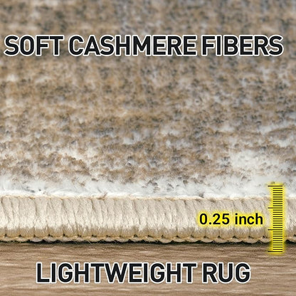 9x12 Area Rugs Washable Rug: Modern Abstract Living Room Rug Soft Anti-Skid Thin Carpet Indoor Floor Non-Shedding Carpets for Bedroom Dining Room Farmhouse Nursery Home Office Brown White