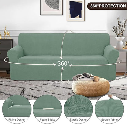 U-NICE HOME Stretch Couch Cover Sofa Cover Sofa Slipcover Furniture Protector for 3 Cushion Couch Sofa Pet Friendly(Sofa, Cyan)