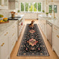RELEANY Area Rugs 2'6''x8' Runner Rug Non Slip Washable for Kitchen Hallway Bedroom Beside Laundry Room Bathroom Rug, Floor Carpet, Black Colorful Floral Dark Tan