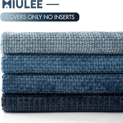 MIULEE Pack of 4 Couch Throw Pillow Covers 26x26 Inch Neutral Blue Soft Decorative Chenille Pillow Covers Farmhouse Accent Cushion Covers for Boho Western Spring Home Decor Sofa Bedroom Living Room