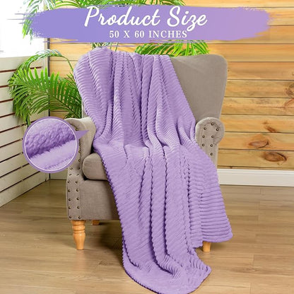 Buryeah 12 Pcs Flannel Throw Blanket Bulk 50 x 60 in Sleepover Blanket Outdoor Wedding Throw Lightweight, Oeko-tex Standard 100 Certified for Sofa Homeless Gifts (Purple Series)