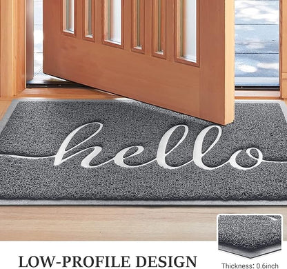 BeneathYourFeet Door Mat (30"x17.5",Grey), Welcome Mat Low Profile Front Doormat Non Slip Rugs for Entryway, Patio, High Traffic Areas
