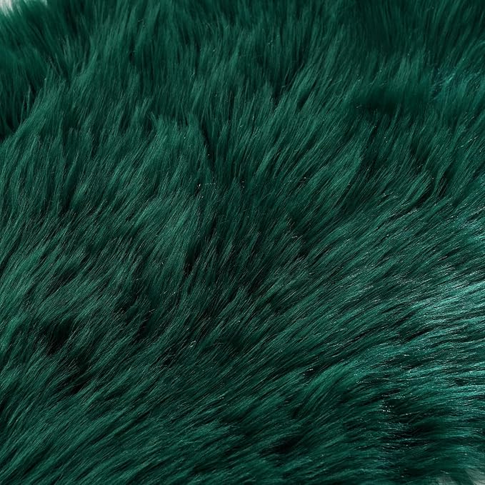 EasyJoy Ultra Soft Fluffy Shaggy Area Rug Faux Fur Rug Chair Cover Seat Pad Fuzzy Area Rug for Bedroom Floor Sofa Living Room (2 x 4 ft Sheepskin, Dark Green)