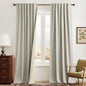 RYB HOME 100% Blackout Beige Linen Blackout Curtains, Thermal Insulated Privacy Protect Linen Blend Back Tab Window Curtains for Dining Room Sliding Glass Door, 52" W x 96" L, 2 Panels Set