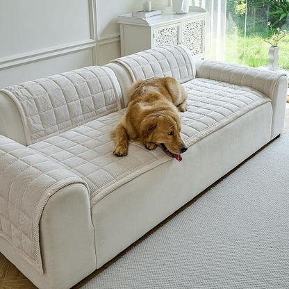 Couch Covers for Dogs Washable, Non Slip Couch Covers for Loveseat Sofa Pet Friendly, Soft Fuzzy Sofa Covers for Pet, Dog Couch Cover Furniture Protector(1PC,Beige White,27.6"x94.5")