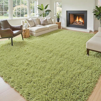 Rugs for Living Room 5x8, Alfombras para Salas Shag Large Plush Soft Area Rug, Shaggy Carpets for Bedroom, Kids Boys Girls Home Decor Aesthetic (Grass Green, 5x8 Feet)