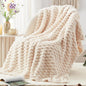 EXQ Home Fleece Throw Blanket for Couch and Bed, 3D Imitation Large Turtle Shell Jacquard Decorative Blankets, Plush Lightweight Fuzzy Flannel Blanket Suitable for All Seasons (50"×60",Beige)