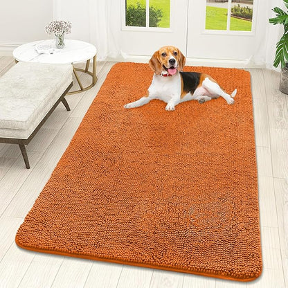 OLANLY Dog Door Mat for Muddy Paws 59x32, Absorbs Moisture and Dirt, Absorbent Non-Slip Washable Doormat, Quick Dry Chenille Mud Mat for Dogs, Entry Indoor Entryway Carpet for Inside Floor, Clay